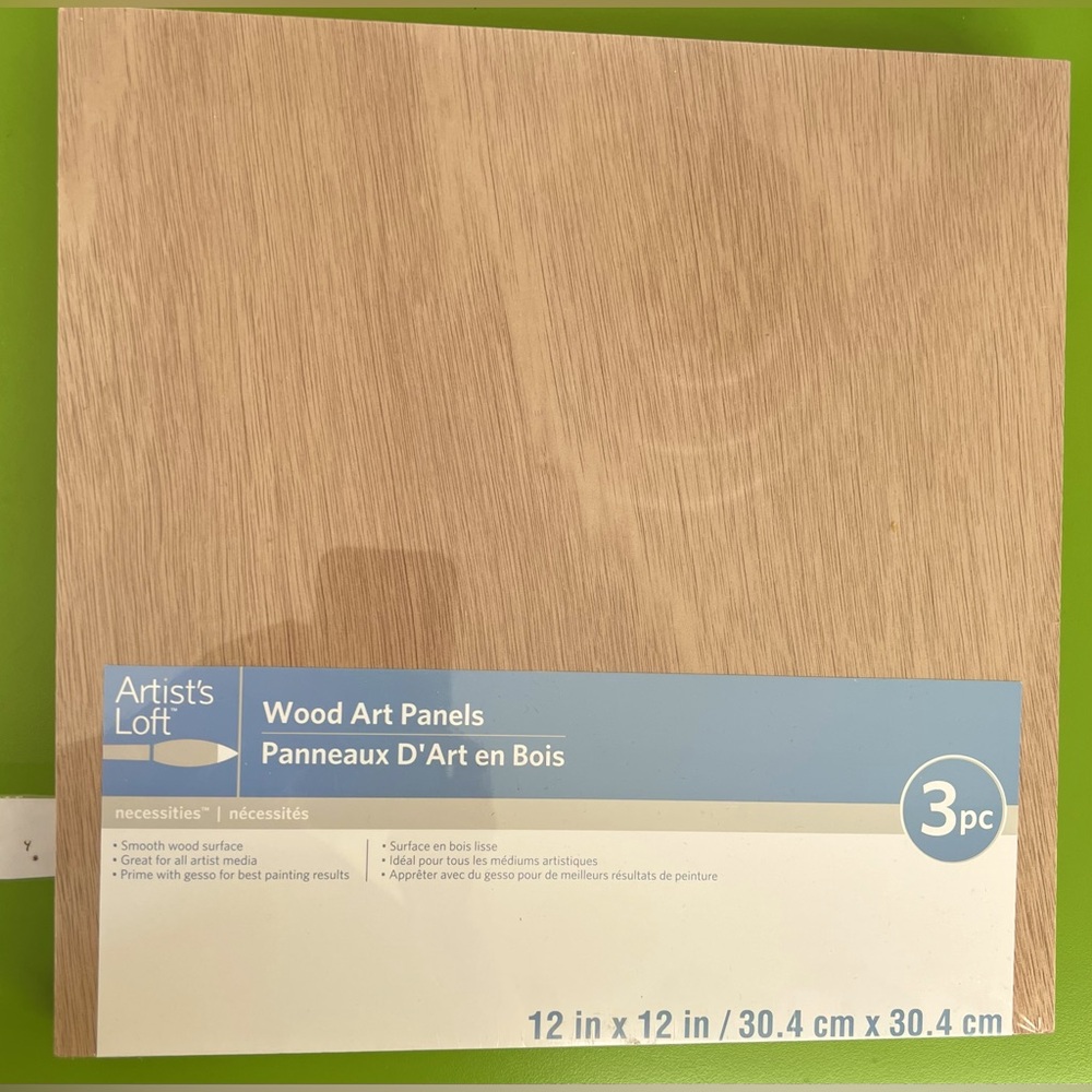 Artist's Loft WOOD Panel SET 3 ready to paint 12” x 12” birch